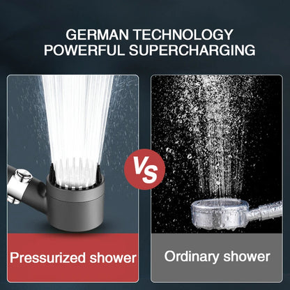 PureFlow High-Pressure Shower Head – 3-Mode Adjustable Spray with Massage Brush Filter for Ultimate Bathroom Relaxation