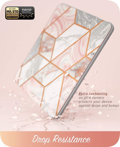 Cosmo Case for Ipad Air 5Th Generation/4Th Generation 10.9 (2022/2020), Full-Body Trifold with Built-In Screen Protector Protective Smart Cover with Auto Sleep/Wake & Pencil Holder (Marble)